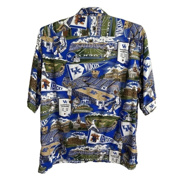 Reyn Spooner Kentucky Wildcats Rayon Hawaiian Shirt Men’s‎ XL Vintage - Picture 7 of 7
